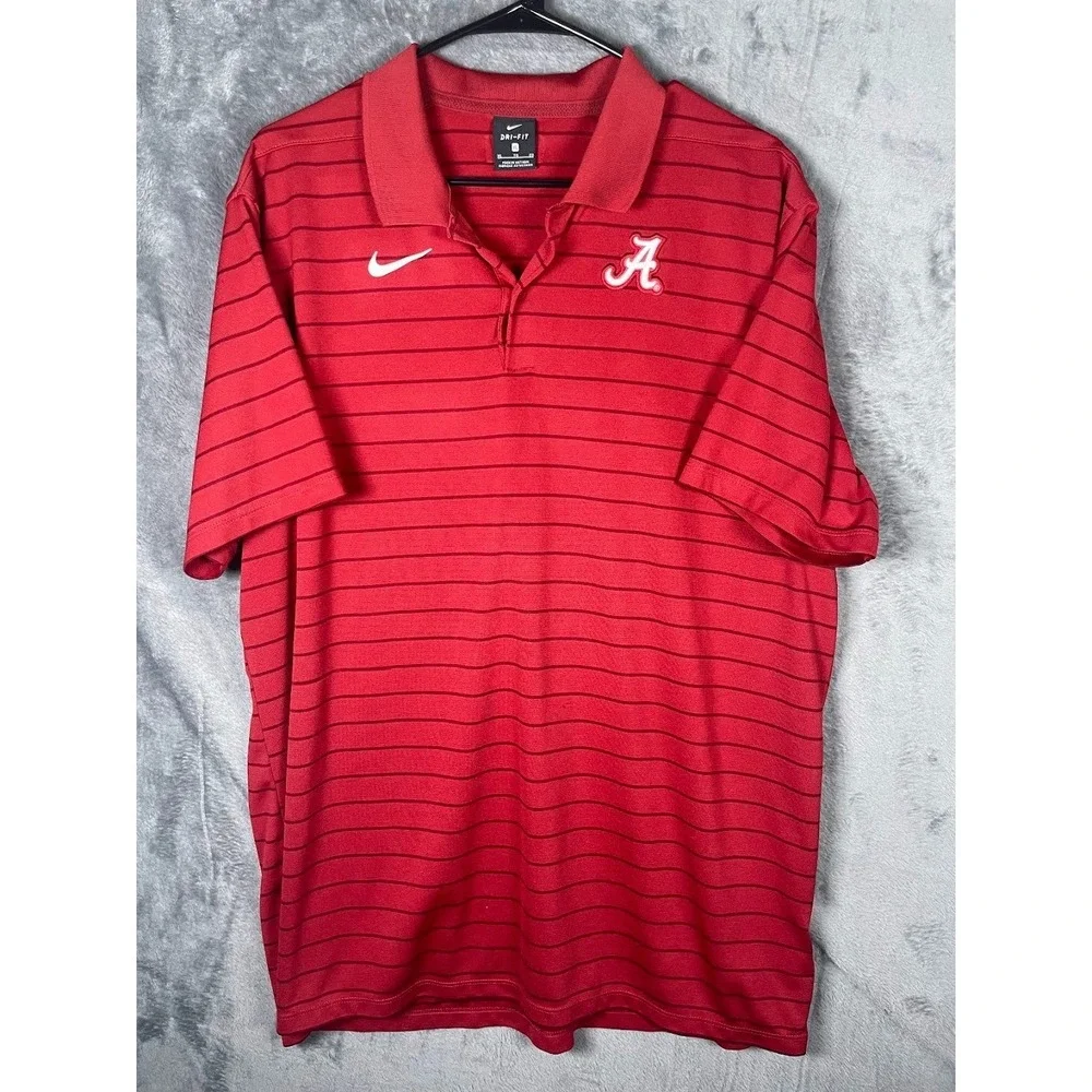 Nike Alabama Crimson Tide Men's Polo Shirt Red Striped Size XL